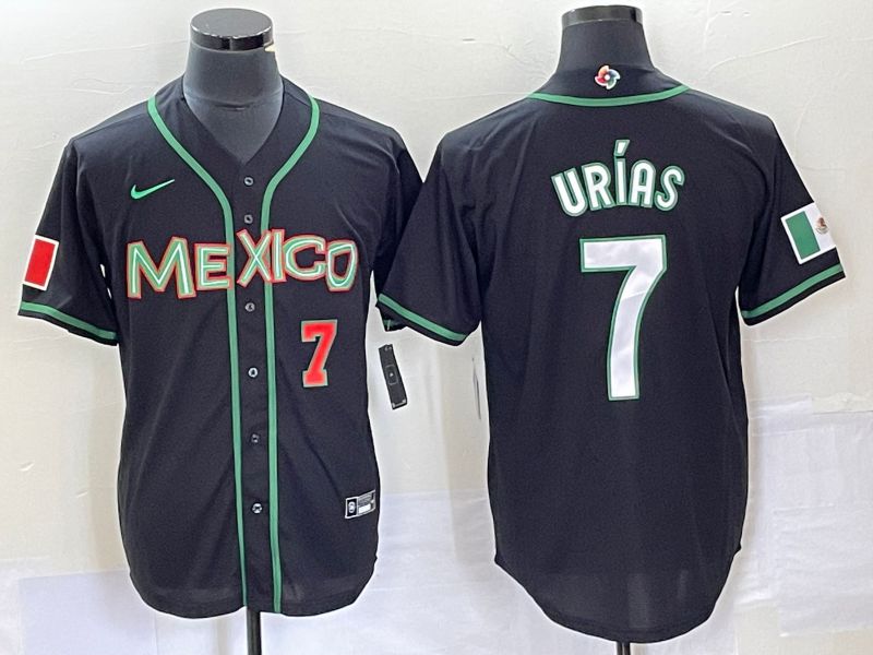 Men 2023 World Cub Mexico #7 Urias Black white Nike MLB Jersey18